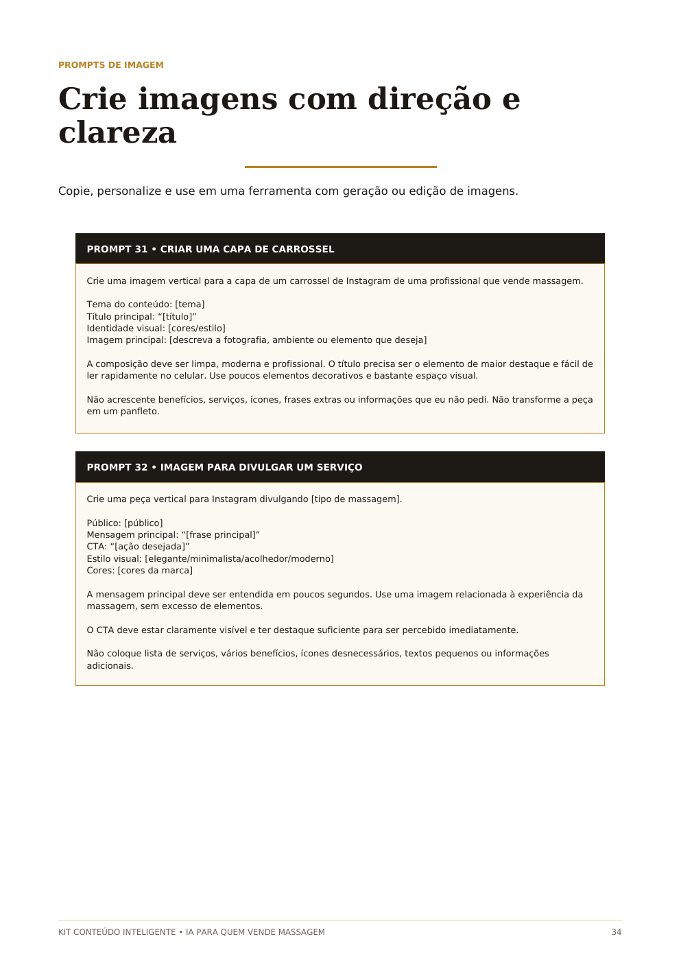 Página educativa sobre direção visual para imagens com IA